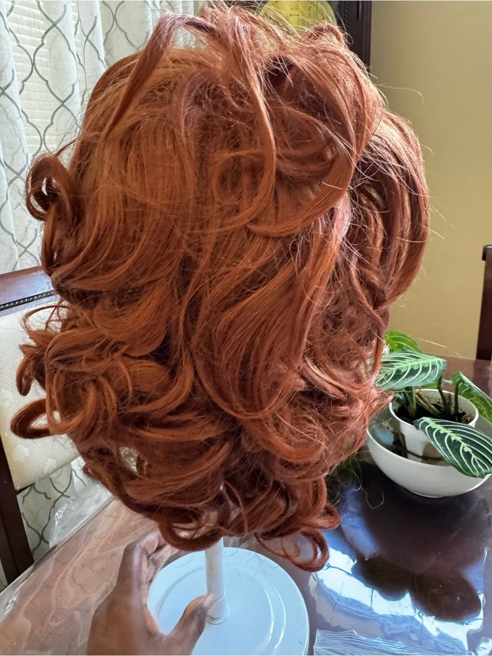 Copper Curly Bob Wig with Bangs - Women Hair